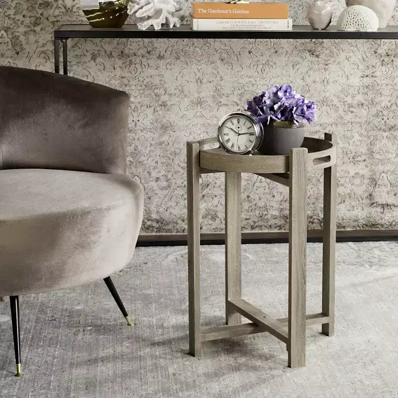 Tavolino d'appoggio rotondo in MDF – Beige