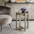 Tavolino d'appoggio rotondo in MDF – Beige