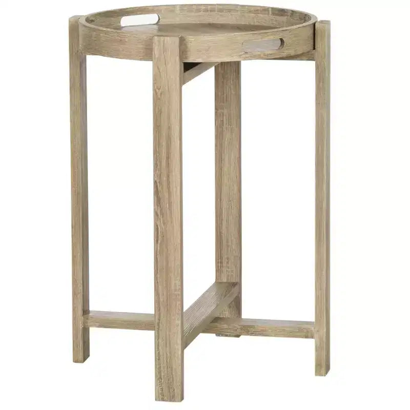 Tavolino d'appoggio rotondo in MDF – Beige