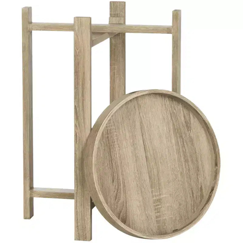 Tavolino d'appoggio rotondo in MDF – Beige