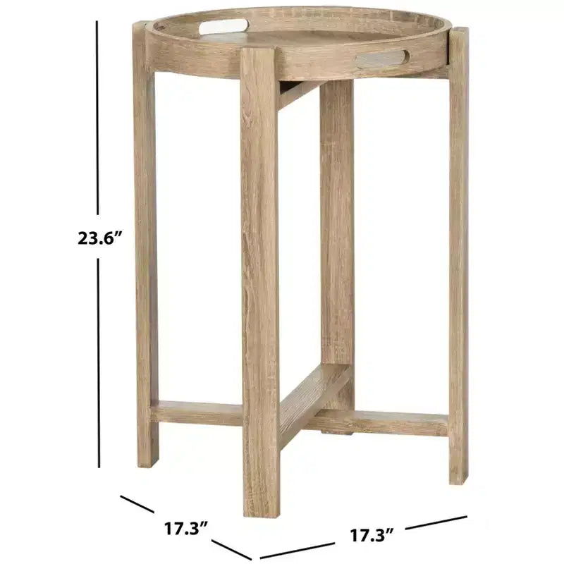 Tavolino d'appoggio rotondo in MDF – Beige