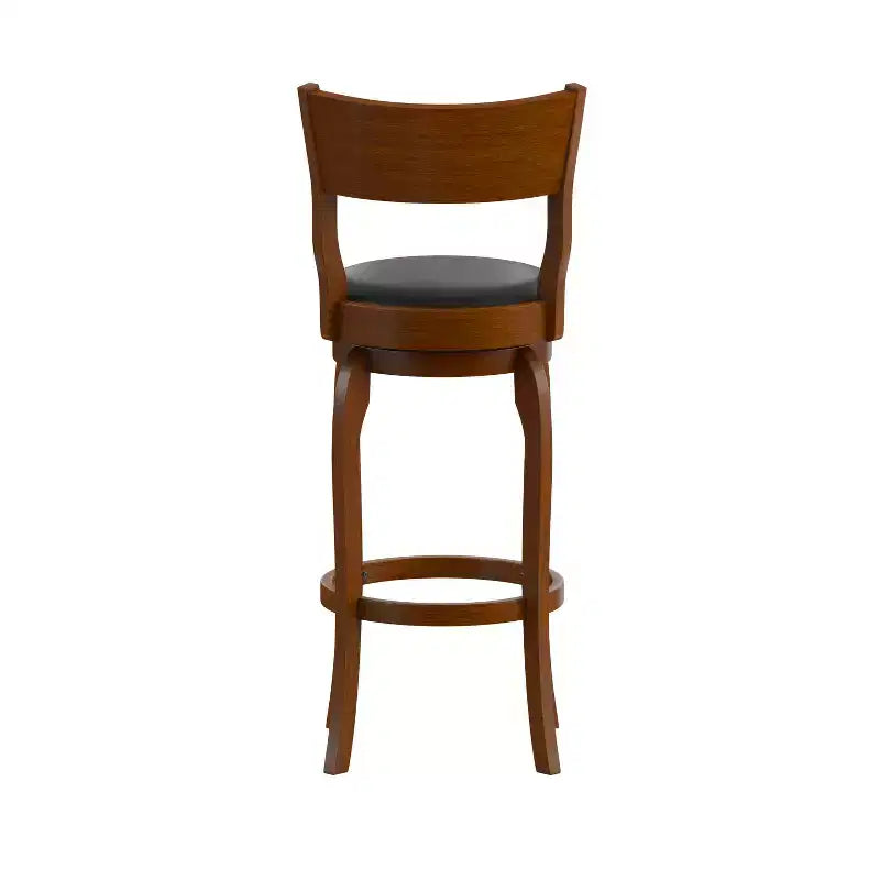 Sgabello da bar girevole in legno con sedile imbottito in similpelle