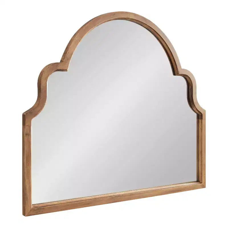 Specchio da parete ad arco con cornice in legno smerlata