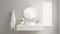 Specchio da parete ovale con cornice, 24x30, Bianco