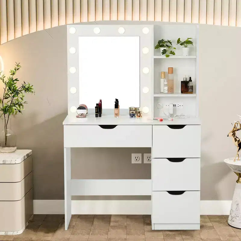 Toeletta con Specchio LED e Cassetti Contenitori