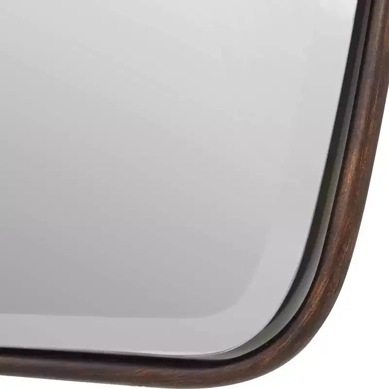 Specchio da parete rettangolare smussato con cornice in metallo bronzo scuro