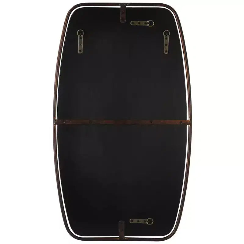 Specchio da parete rettangolare smussato con cornice in metallo bronzo scuro