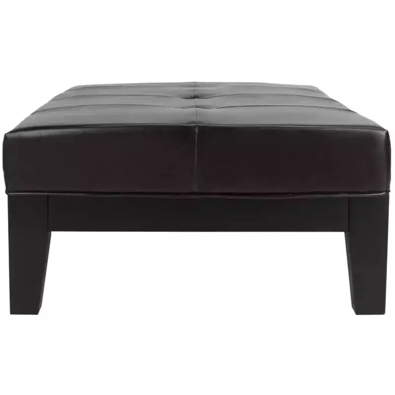 Poggiapiedi/pouf rettangolare da cocktail con rivestimento in pelle bicast capitonné