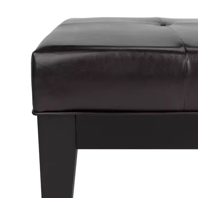 Poggiapiedi/pouf rettangolare da cocktail con rivestimento in pelle bicast capitonné