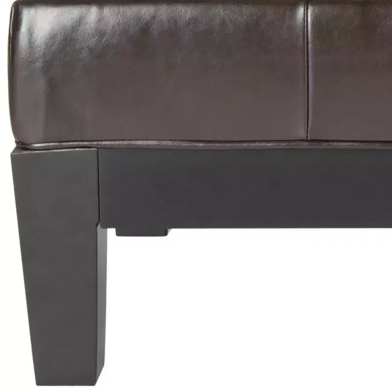 Poggiapiedi/pouf rettangolare da cocktail con rivestimento in pelle bicast capitonné