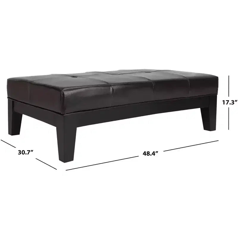 Poggiapiedi/pouf rettangolare da cocktail con rivestimento in pelle bicast capitonné