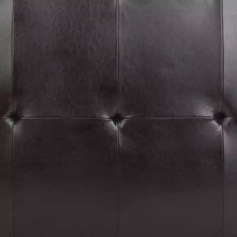 Poggiapiedi/pouf rettangolare da cocktail con rivestimento in pelle bicast capitonné