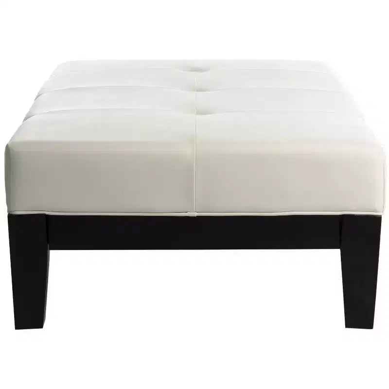 Poggiapiedi/pouf rettangolare da cocktail con rivestimento in pelle bicast capitonné