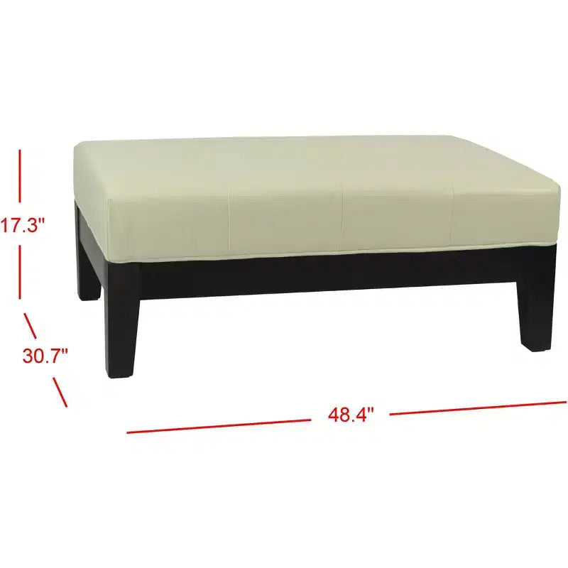 Poggiapiedi/pouf rettangolare da cocktail con rivestimento in pelle bicast capitonné