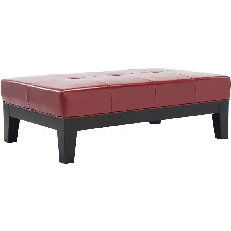Poggiapiedi/pouf rettangolare da cocktail con rivestimento in pelle bicast capitonné