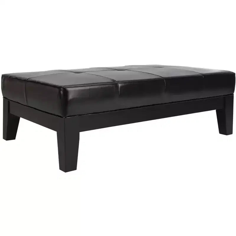Poggiapiedi/pouf rettangolare da cocktail con rivestimento in pelle bicast capitonné