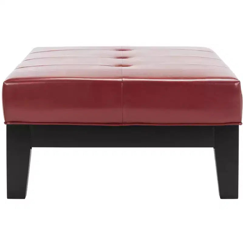 Poggiapiedi/pouf rettangolare da cocktail con rivestimento in pelle bicast capitonné