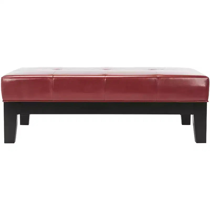 Poggiapiedi/pouf rettangolare da cocktail con rivestimento in pelle bicast capitonné