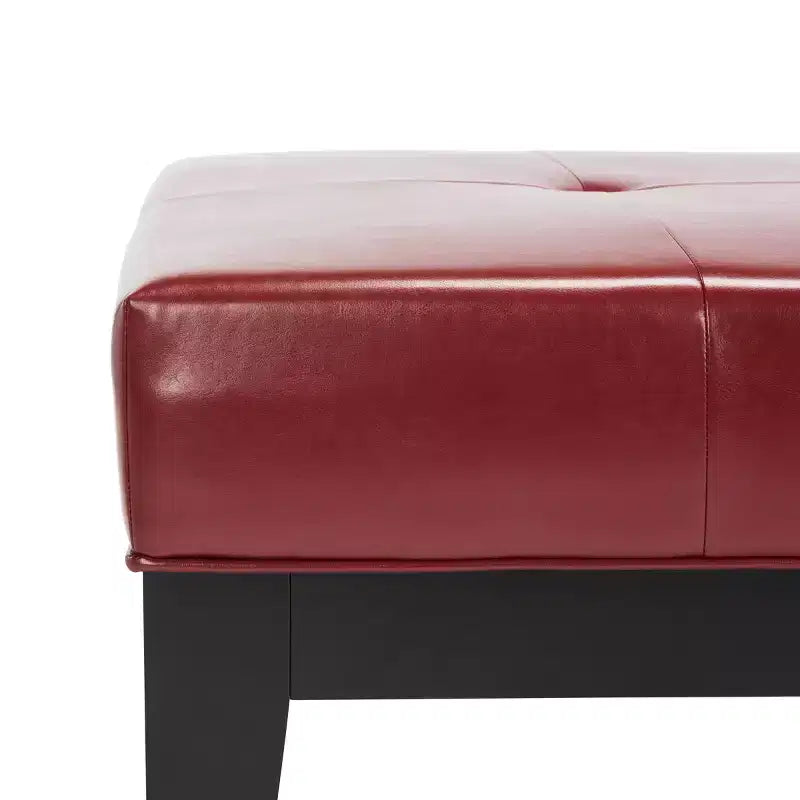 Poggiapiedi/pouf rettangolare da cocktail con rivestimento in pelle bicast capitonné