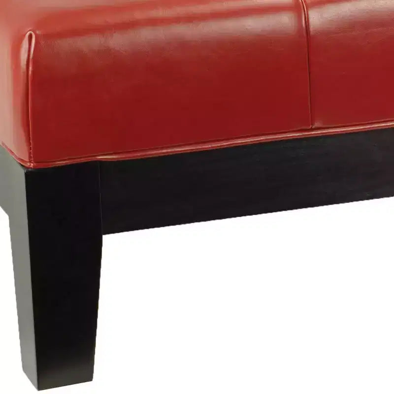 Poggiapiedi/pouf rettangolare da cocktail con rivestimento in pelle bicast capitonné