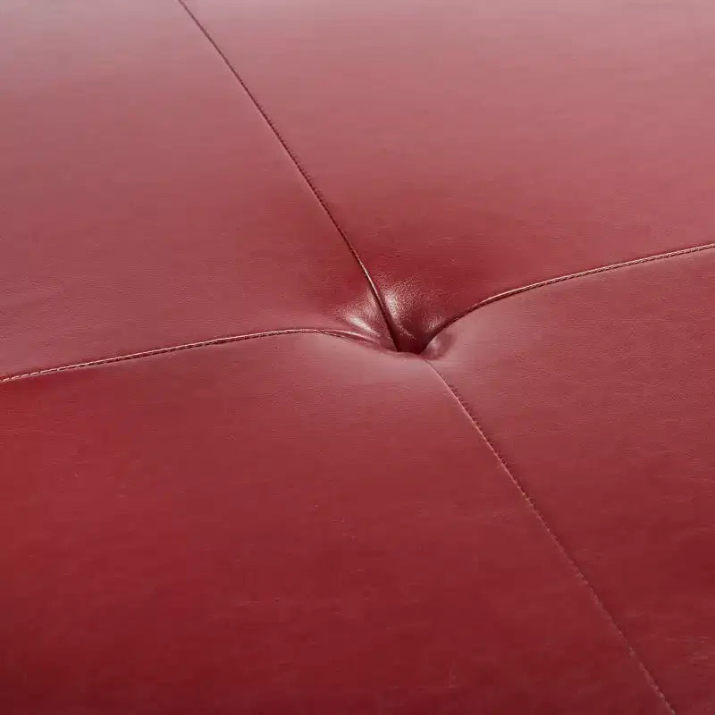 Poggiapiedi/pouf rettangolare da cocktail con rivestimento in pelle bicast capitonné