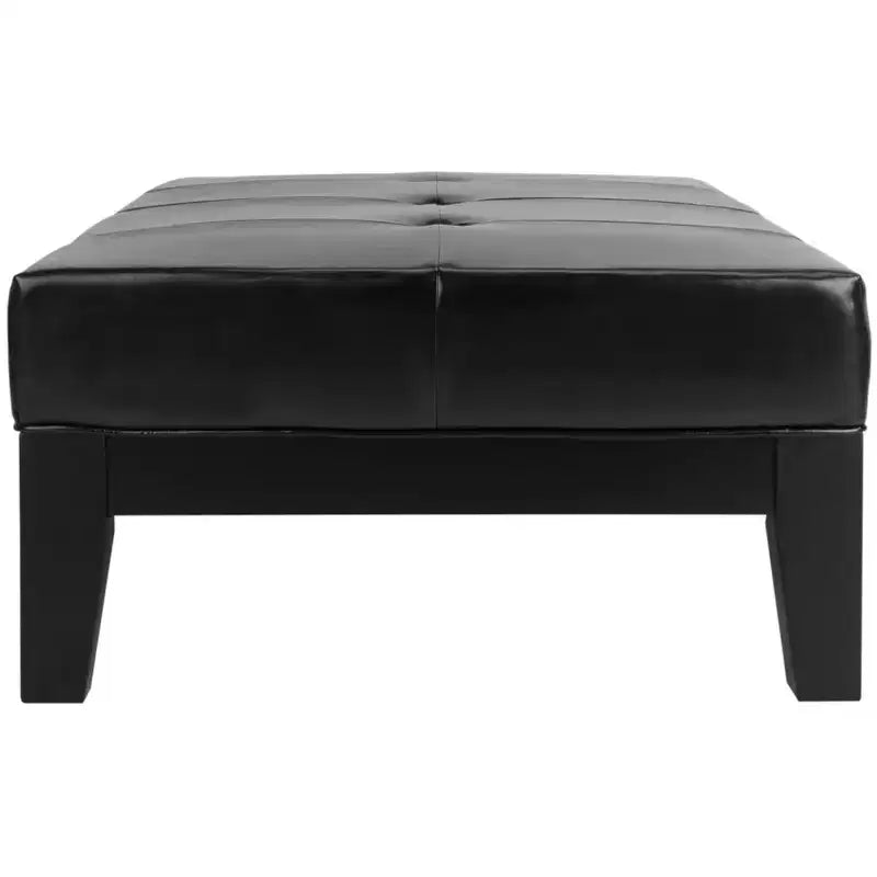 Poggiapiedi/pouf rettangolare da cocktail con rivestimento in pelle bicast capitonné