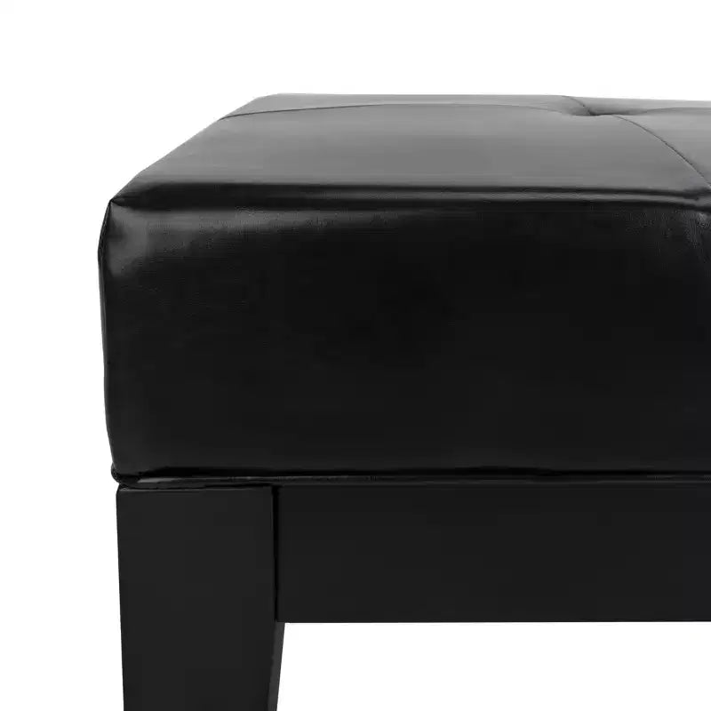 Poggiapiedi/pouf rettangolare da cocktail con rivestimento in pelle bicast capitonné