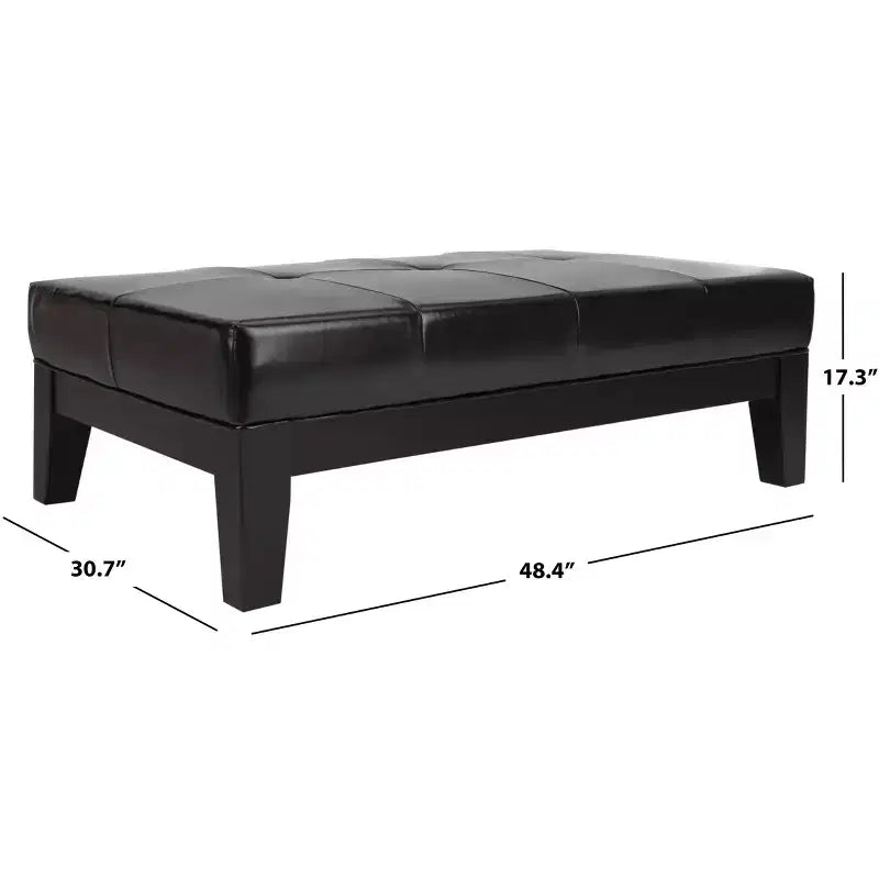 Poggiapiedi/pouf rettangolare da cocktail con rivestimento in pelle bicast capitonné