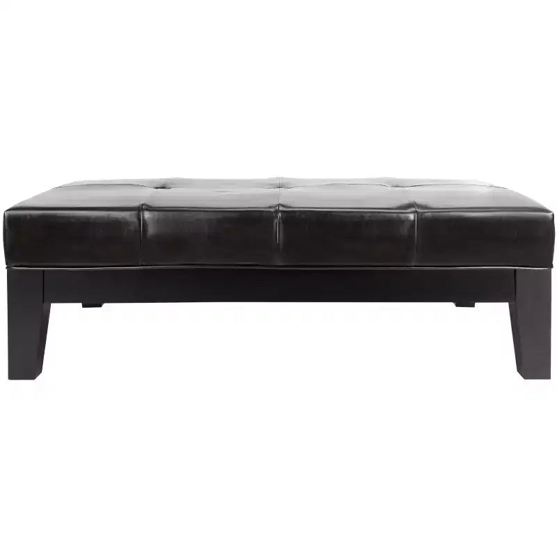 Poggiapiedi/pouf rettangolare da cocktail con rivestimento in pelle bicast capitonné