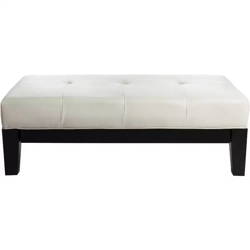 Poggiapiedi/pouf rettangolare da cocktail con rivestimento in pelle bicast capitonné