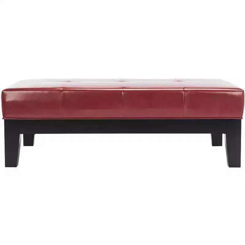 Poggiapiedi/pouf rettangolare da cocktail con rivestimento in pelle bicast capitonné