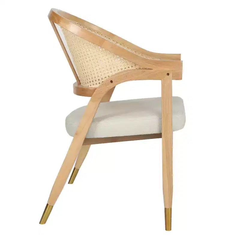Sedia da pranzo e d'accento in rattan di canna con struttura in legno massello e sedile imbottito