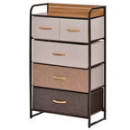 Tour de commode à 5 tiroirs en tissu avec cadre en acier