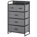 Tour de commode à 5 tiroirs en tissu avec cadre en acier