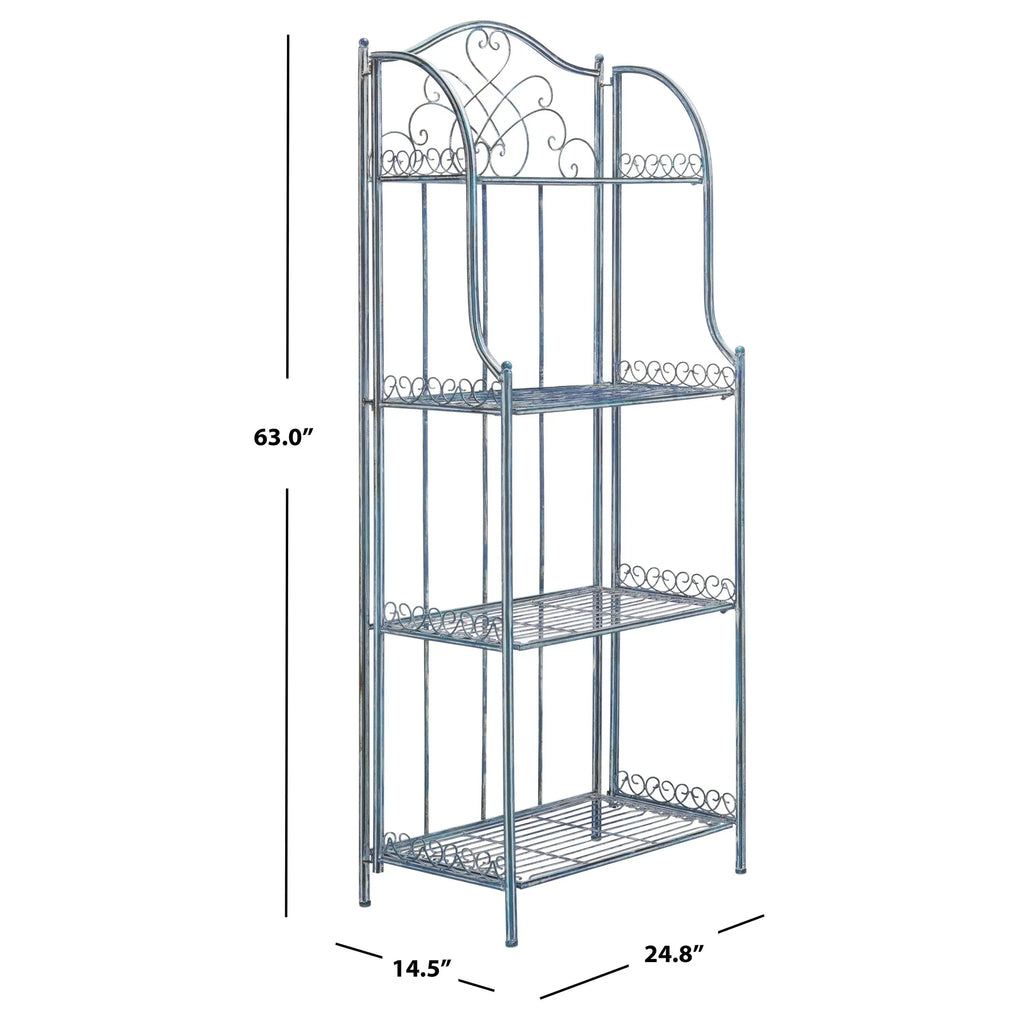 SAFAVIEH Bryn Étagère de boulanger d'extérieur victorienne en fer forgé à 4 niveaux - 63,5 cm l x 38,1 cm P x 160 cm H - 25L x 15P x 63H