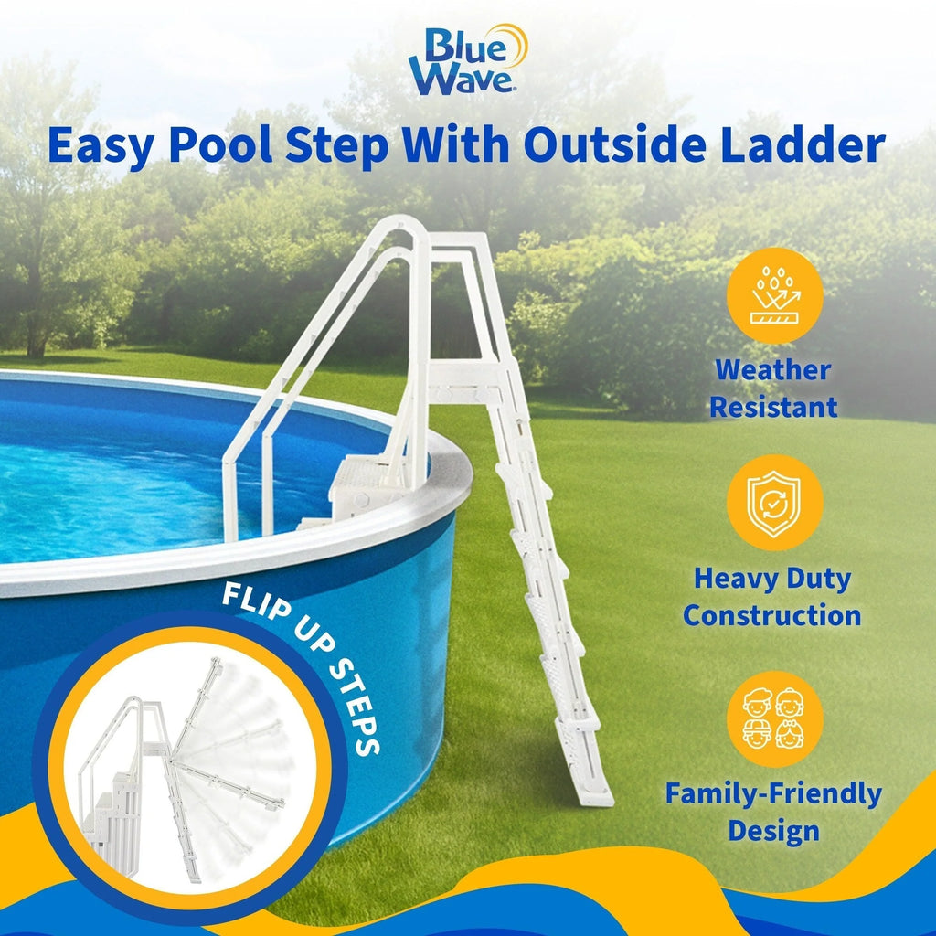 Scaletta per piscina fuori terra Blue Wave Easy con gradini, 82,55 cm L x 142,24 cm P x 205,74 cm A