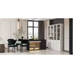 Famapy Combo Glass Doors Display Cabinet Bookshelf Organizer Pantry