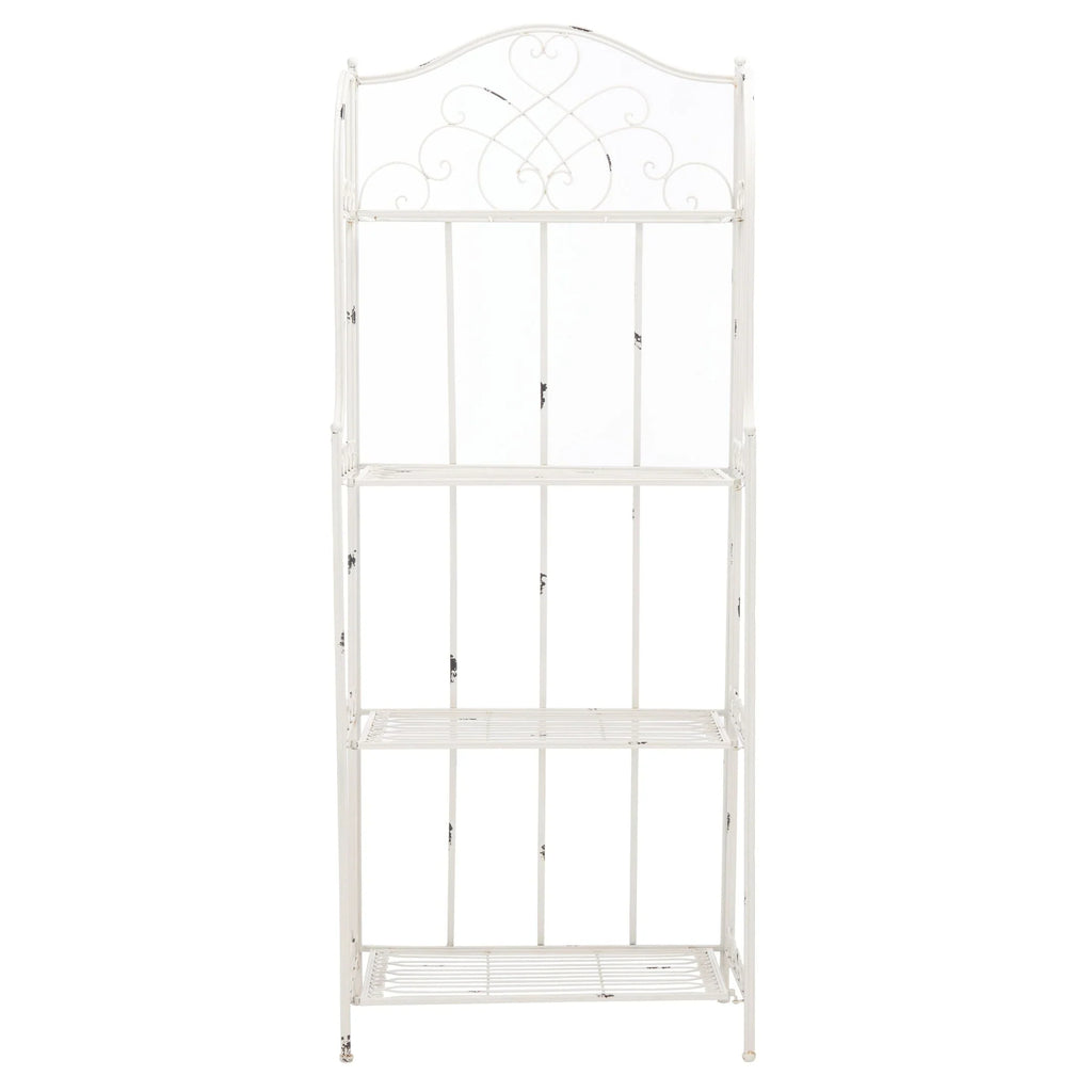 SAFAVIEH Bryn Scaffale da panettiere da esterno a 4 ripiani in ferro battuto vittoriano - 25 pollici L x 15 pollici P x 63 pollici H - 25 L x 15 P x 63 H