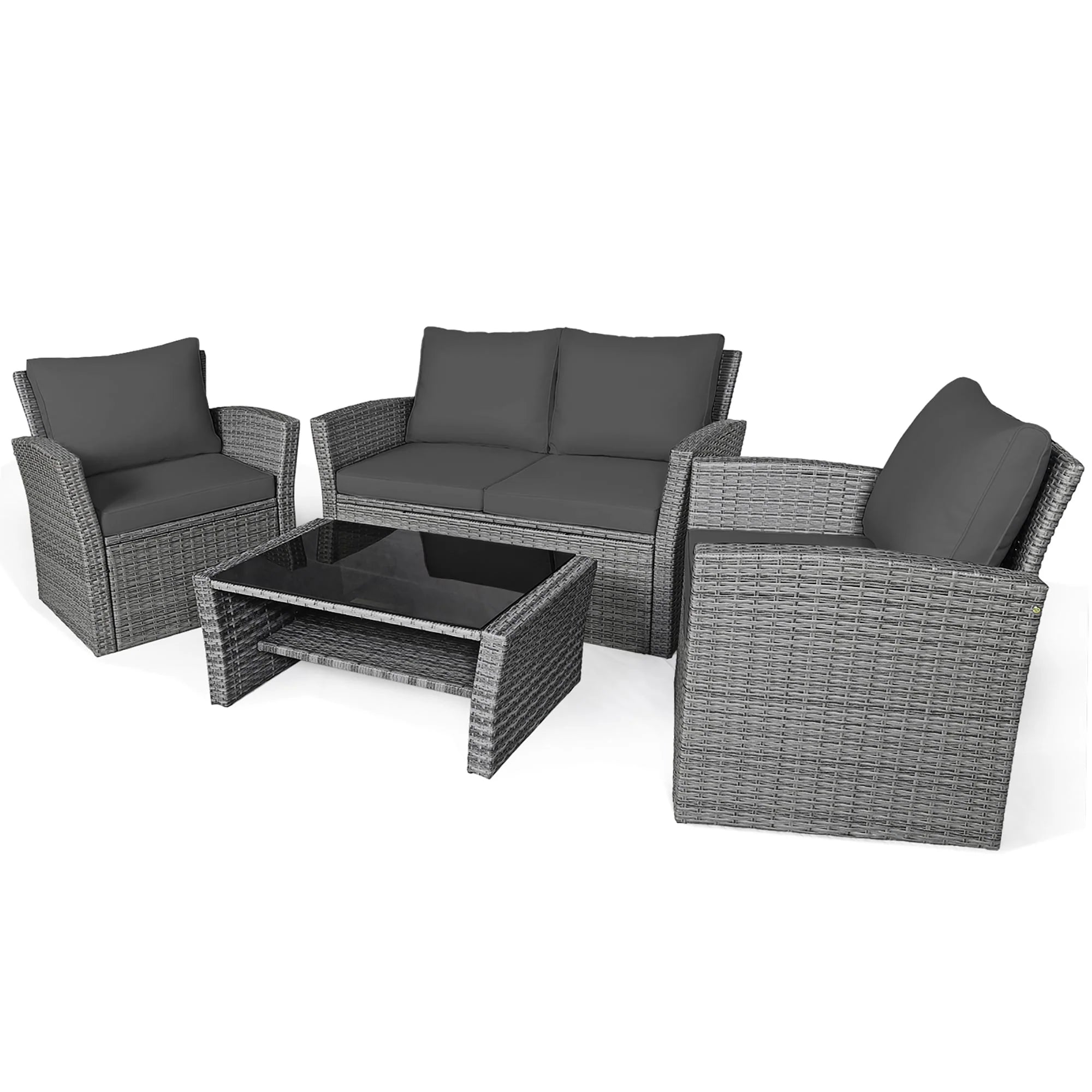 Set divano da patio 4 pezzi con tavolino da caffè, set da conversazione per esterni