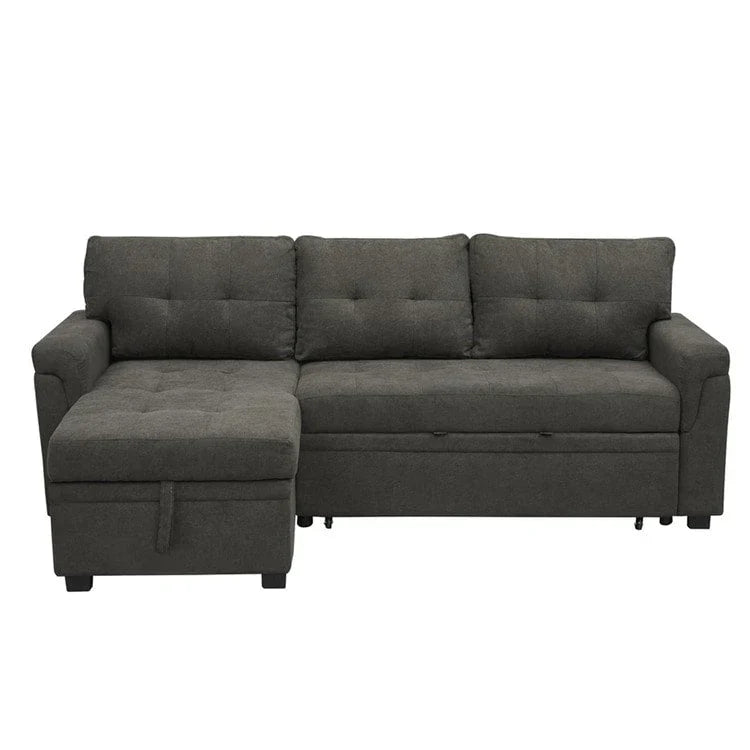 Canapé d'angle réversible convertible avec lit gigogne, méridienne de rangement et pieds durables