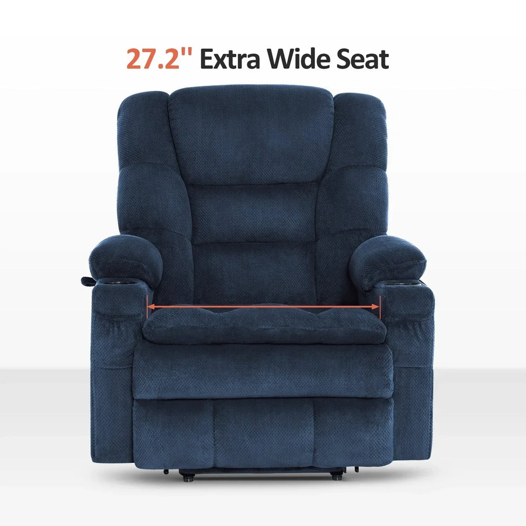 Fauteuil inclinable électrique double moteur grand et large MCombo avec massage et double chauffage pour personnes âgées de grande taille, tissu R7635