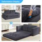 Mjkone 71'' 2-in-1 Convertible Futon Sofa Bed, Corded Fabric Foldable Tufted Buttons Loveseat Sleeper Sofa,Space-Saving