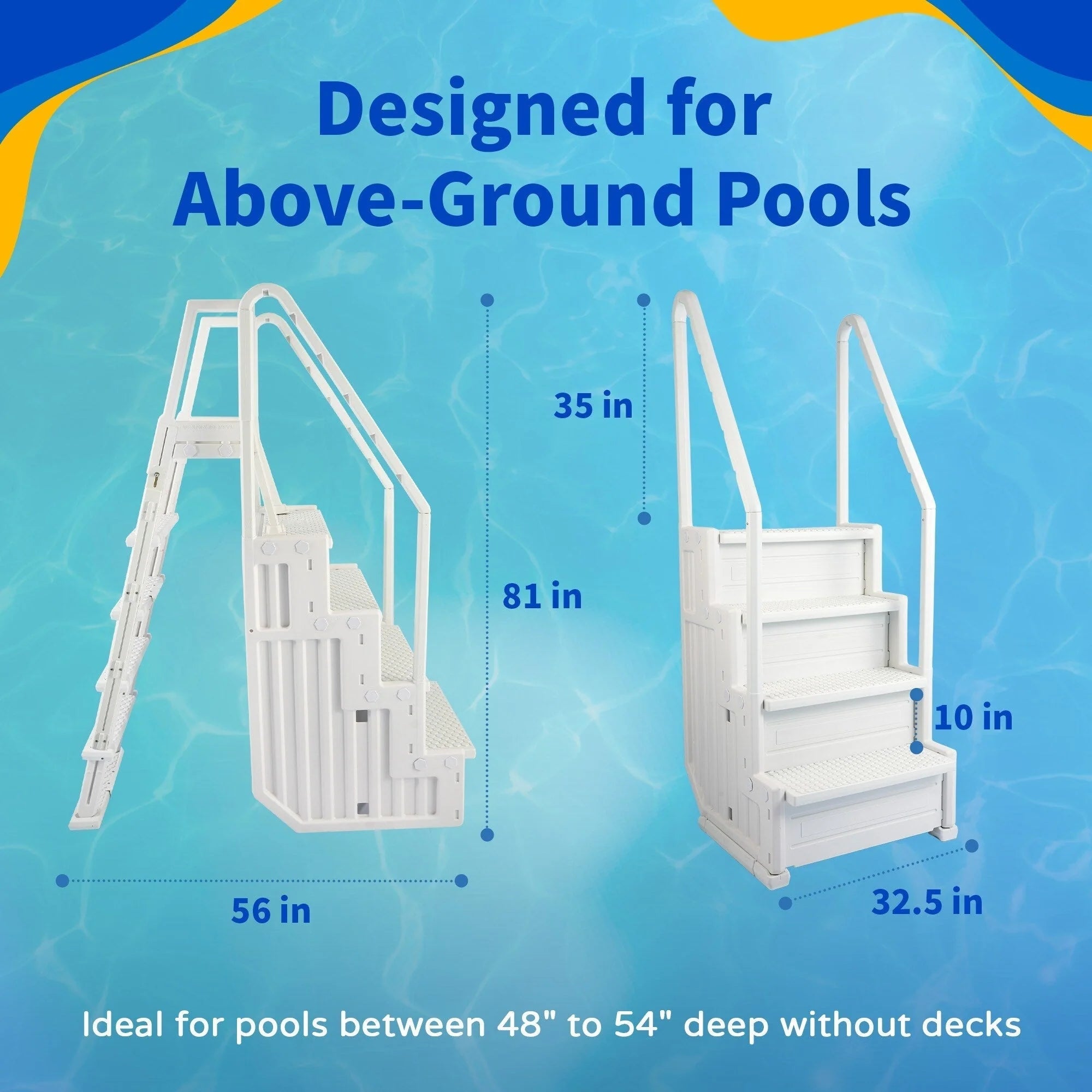 Scaletta per piscina fuori terra Blue Wave Easy con gradini, 82,55 cm L x 142,24 cm P x 205,74 cm A