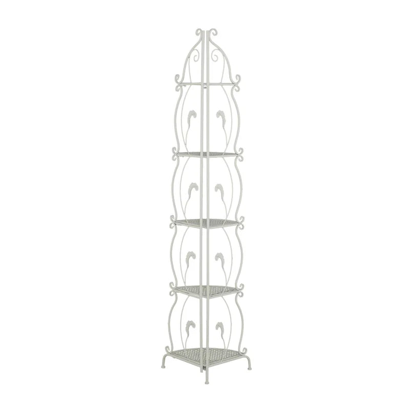 Scaffale pieghevole alto a 5 ripiani in metallo a spirale per interni ed esterni - Oro o Bianco - Roche River Decor