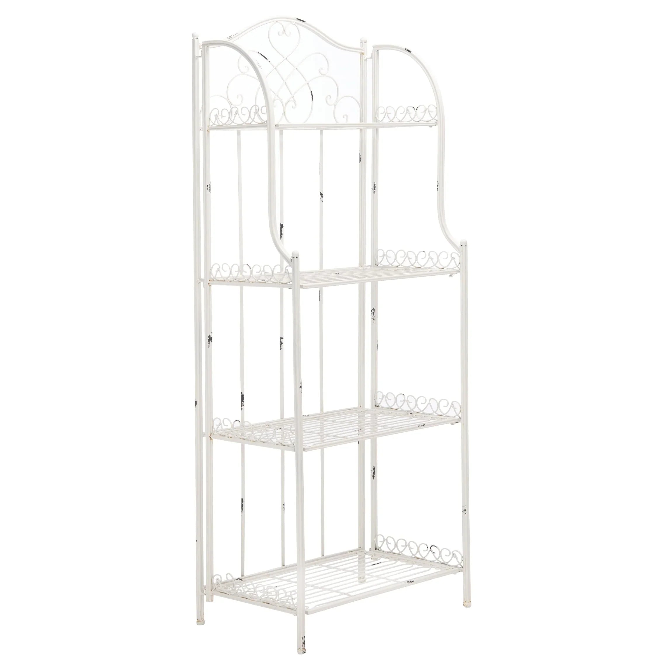 SAFAVIEH Bryn Scaffale da panettiere da esterno a 4 ripiani in ferro battuto vittoriano - 25 pollici L x 15 pollici P x 63 pollici H - 25 L x 15 P x 63 H