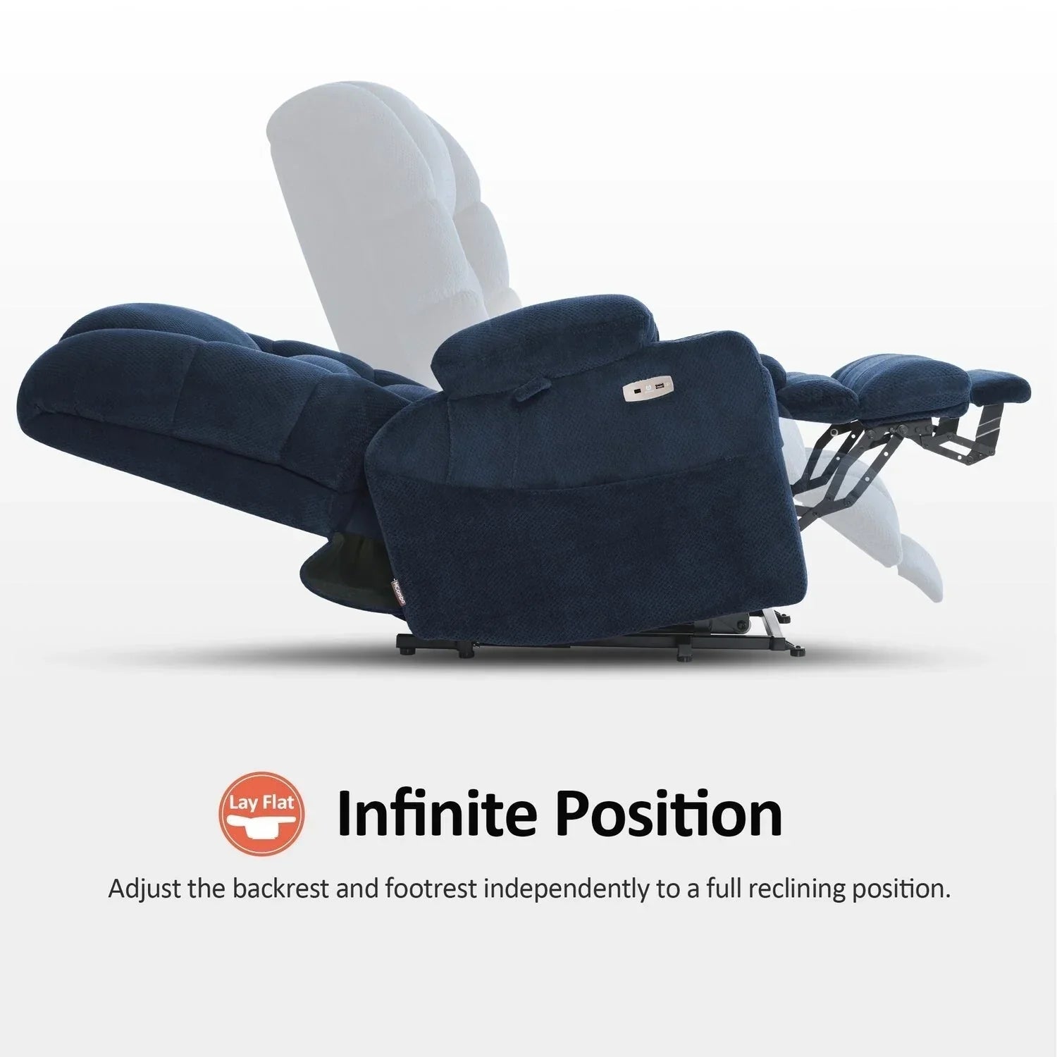 Fauteuil inclinable électrique double moteur grand et large MCombo avec massage et double chauffage pour personnes âgées de grande taille, tissu R7635
