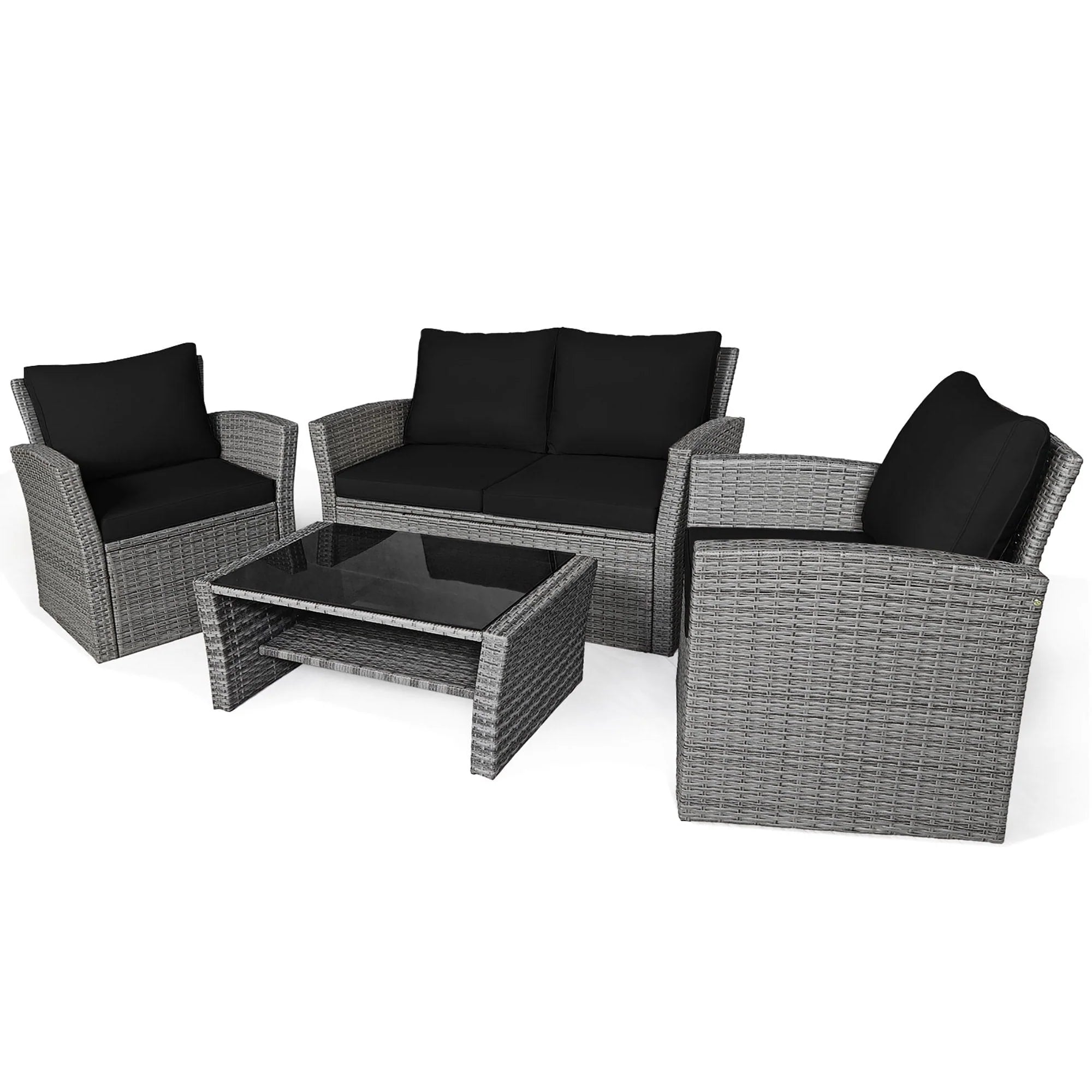 Set divano da patio 4 pezzi con tavolino da caffè, set da conversazione per esterni