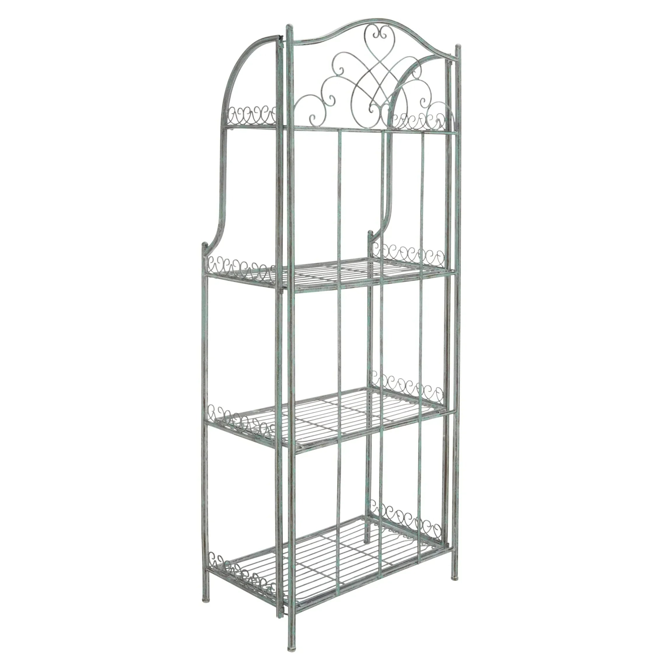 SAFAVIEH Bryn Étagère de boulanger d'extérieur victorienne en fer forgé à 4 niveaux - 63,5 cm l x 38,1 cm P x 160 cm H - 25L x 15P x 63H
