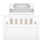Twin/Full Size Captain Platform Bed with 4 Drawers and Storage Shelves, Solid Wood Bed Frame with Storage Bookcase Headboard