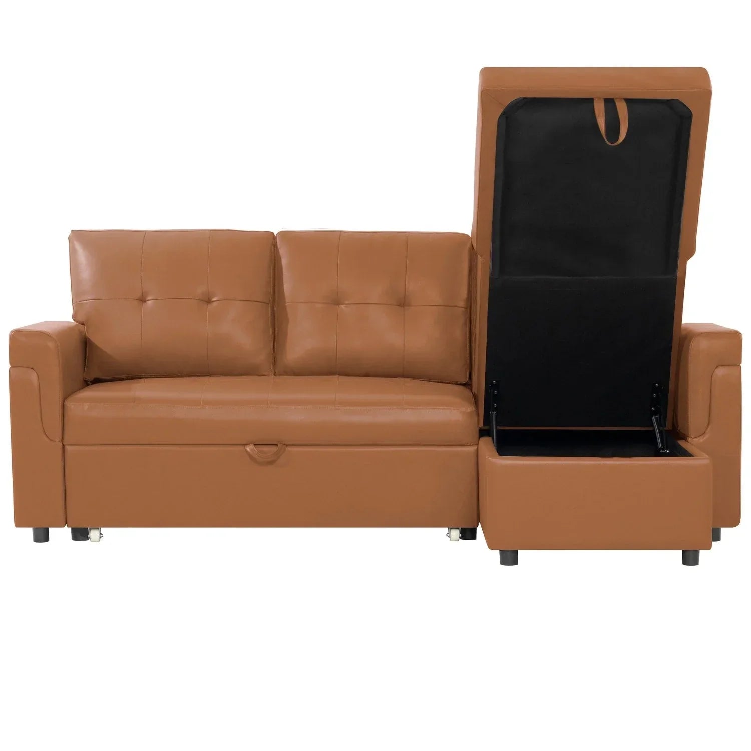 Canapé d'angle réversible convertible avec lit gigogne, méridienne de rangement et pieds durables
